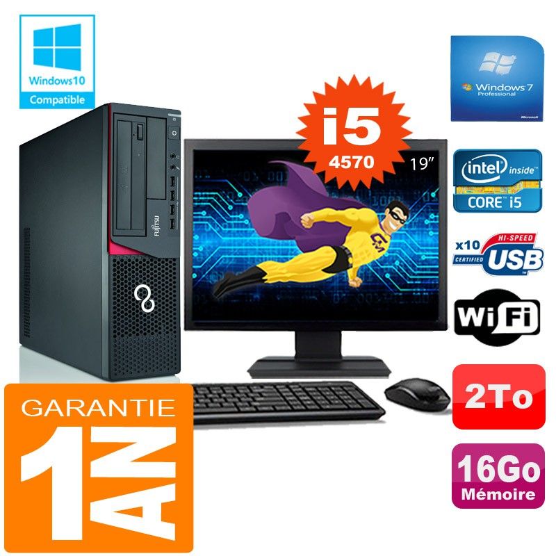 Fujitsu Esprimo E720 E85+ SFF Core i5-4570 16GB 2TB WiFi Windows 7 Pro 19" Screen