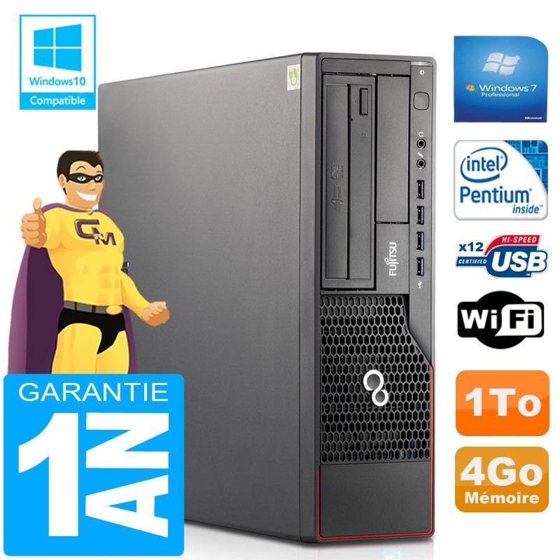 Fujitsu Esprimo E700 E90+ SFF Computer - Intel Pentium G840, 4GB RAM, 1TB HDD, WiFi