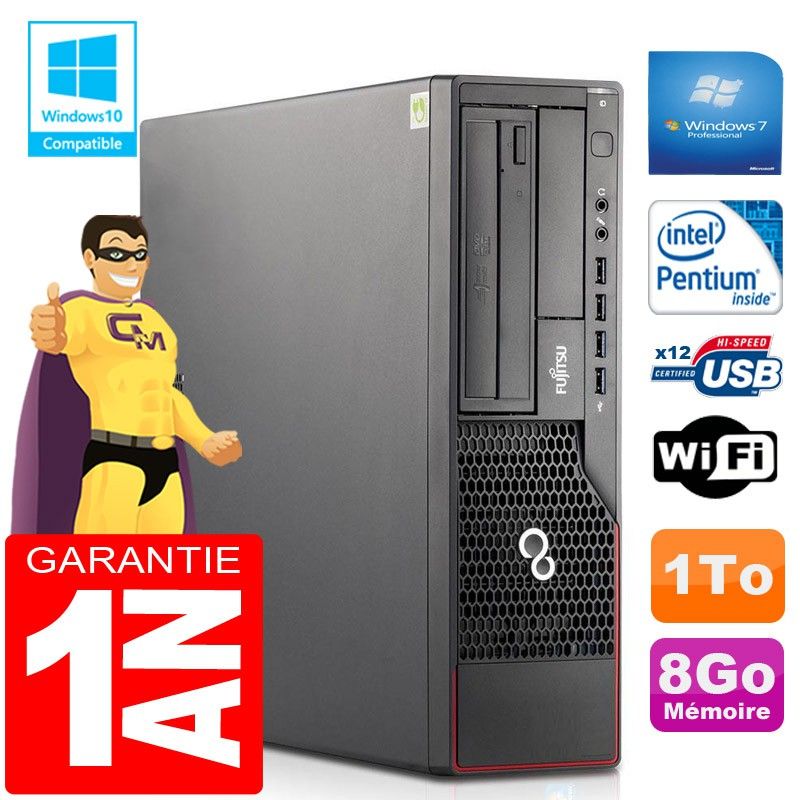 Fujitsu Esprimo E700 E90+ SFF Desktop - Intel Pentium G840, 8GB RAM, 1TB HDD, WiFi, Windows 7 Pro