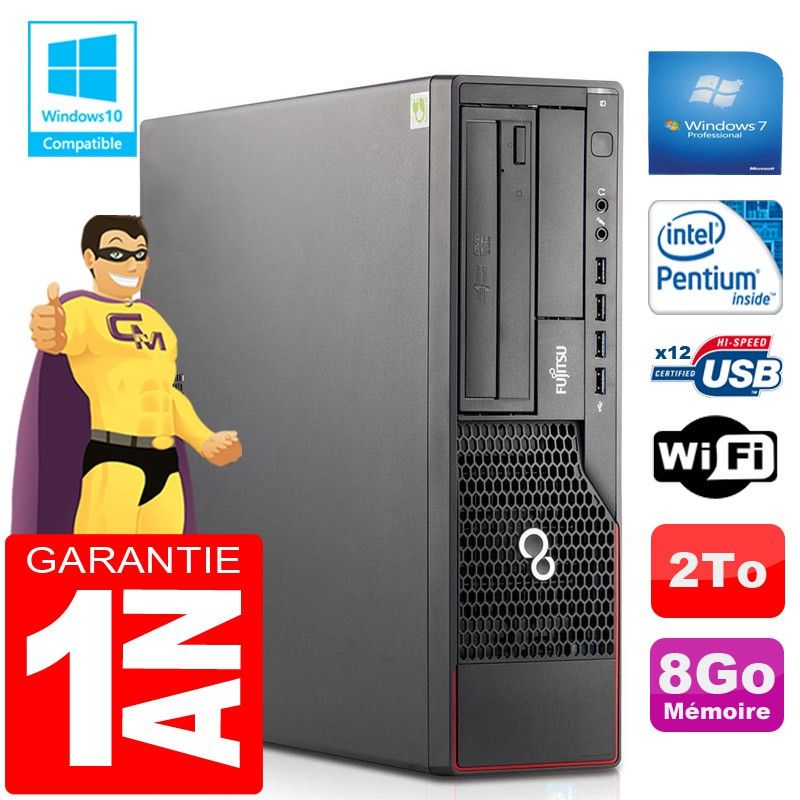 Fujitsu Esprimo E700 E90+ SFF Computer - Intel G840, 8GB RAM, 2TB HDD, WiFi, Windows 7 Pro