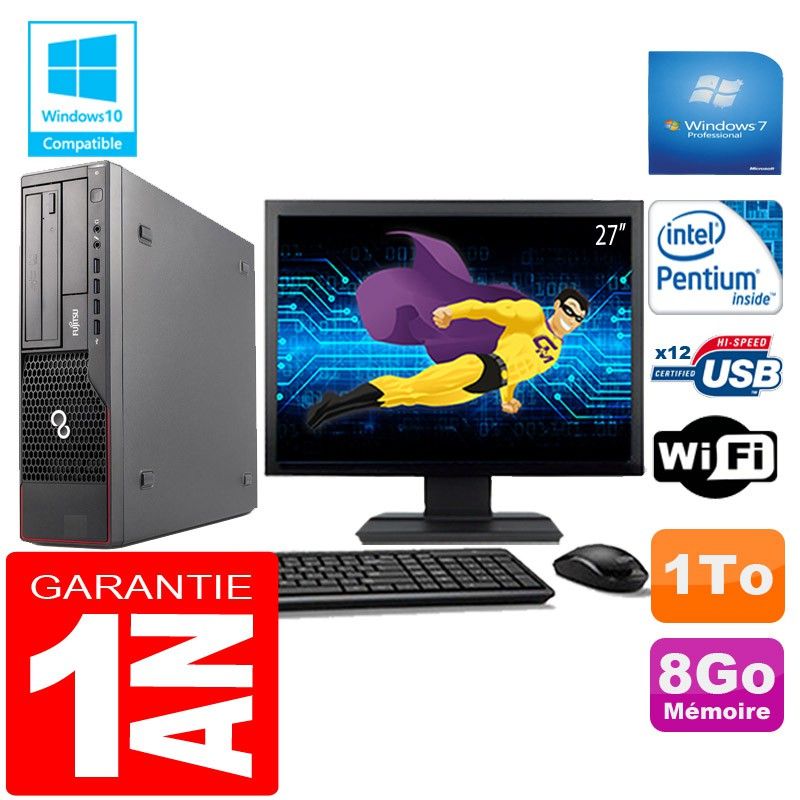 Fujitsu Esprimo E700 E90+ SFF Desktop PC - Intel Core i3-2100, 8GB RAM, 1TB HDD, WiFi, Windows 7 Pro