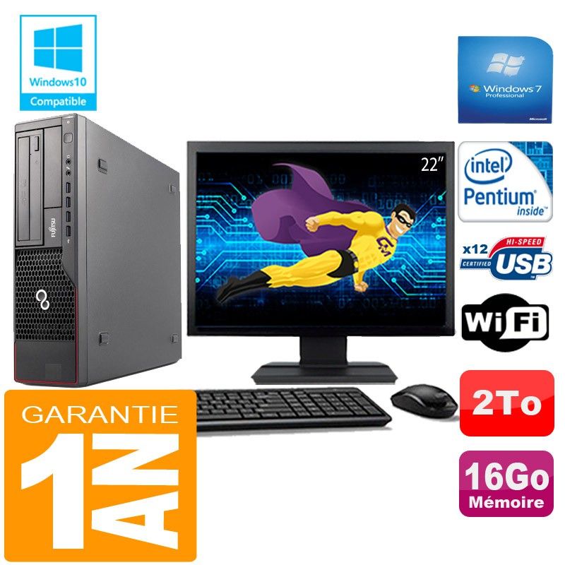 Fujitsu Esprimo E700 E90+ SFF Desktop PC - Intel Core i3-2100, 16GB RAM, 2TB HDD, Windows 7 Pro
