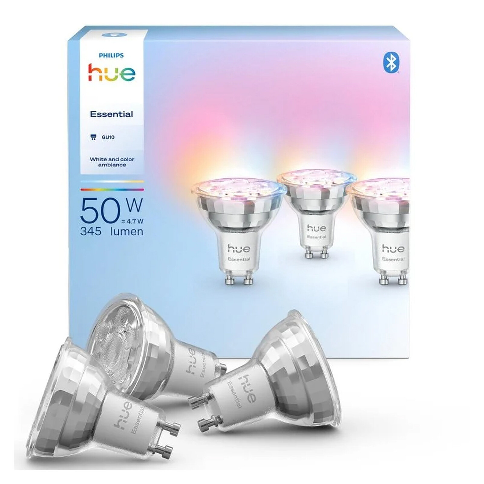 Philips Hue White and Color Ambiance Essential GU10 4.7W Bluetooth Starter Kit x 3