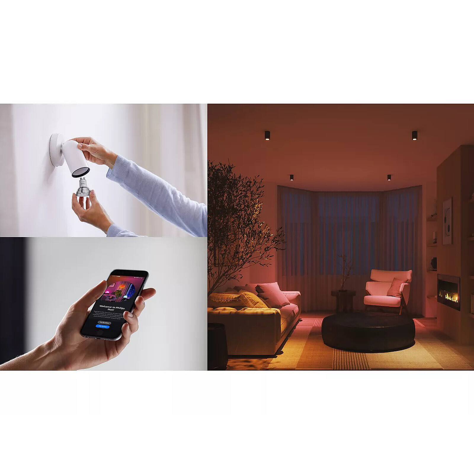 Philips Hue White and Color Ambiance Essential GU10 4.7W Bluetooth Starter Kit x 3