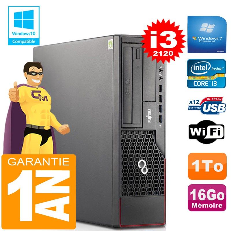 Fujitsu Esprimo E700 E90+ SFF Core i3-2120 16GB RAM 1TB WiFi Windows 7 PC