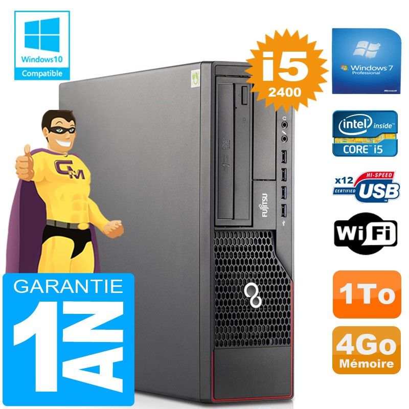 Fujitsu Esprimo E700 E90+ SFF Core i5-2400 4GB RAM 1TB HDD WiFi Windows 7 Desktop Computer