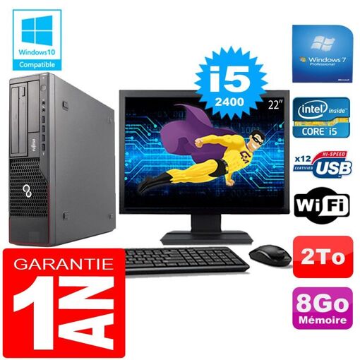 Fujitsu Esprimo E700 E90+ SFF Core i5-2400 8GB 2TB WiFi Windows 7 Pro 22" Screen