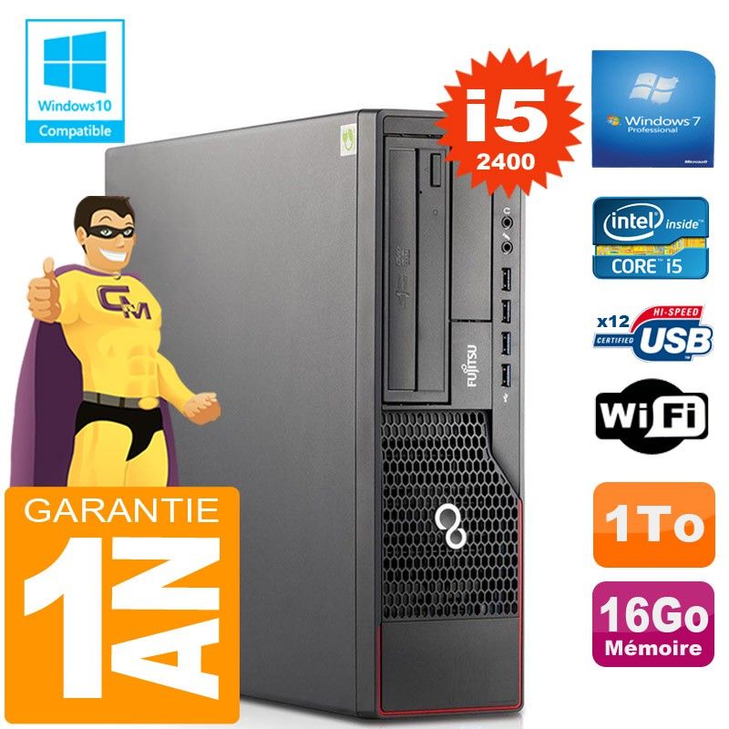 Fujitsu Esprimo E700 E90+ SFF Core i5-2400 16GB RAM 1TB WiFi Windows 7 PC