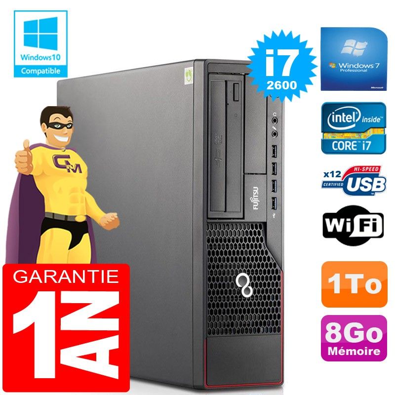 Fujitsu Esprimo E700 E90+ SFF Core i7-2600 8GB RAM 1TB WiFi Windows 7
