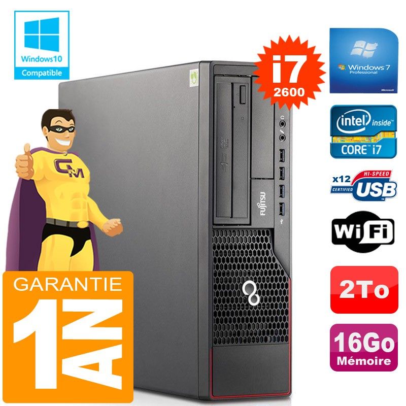 Fujitsu Esprimo E700 E90+ SFF Core i7-2600 16GB RAM 2TB WiFi Windows 7 PC