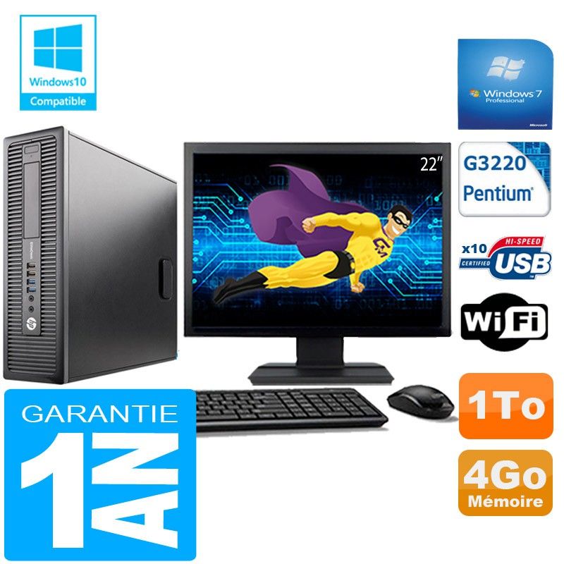 HP EliteDesk 800 G1 SFF PC - Intel Core i3-4170T, 4GB RAM, 1TB HDD, WiFi, Windows 7 Pro