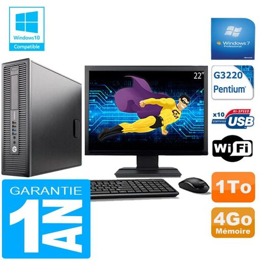HP EliteDesk 800 G1 SFF PC - Intel Core i3-4170T, 4GB RAM, 1TB HDD, WiFi, Windows 7 Pro