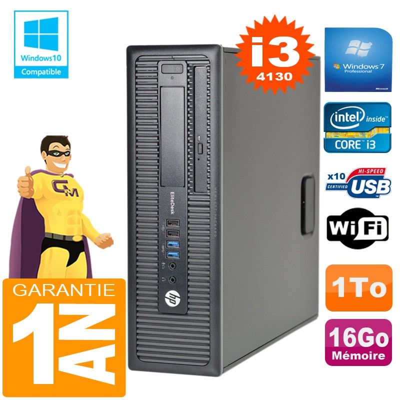 HP EliteDesk 800 G1 SFF Core i3-4130 16GB 1TB DVD Recorder WiFi Windows 7