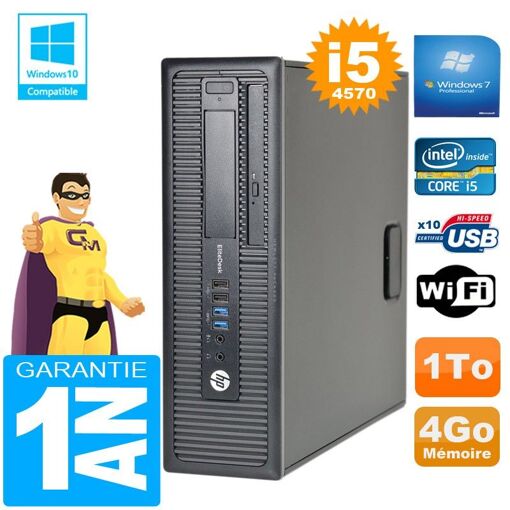 HP EliteDesk 800 G1 SFF Intel Core i5-4570 4GB 1TB Grabador de DVD WiFi Windows 7