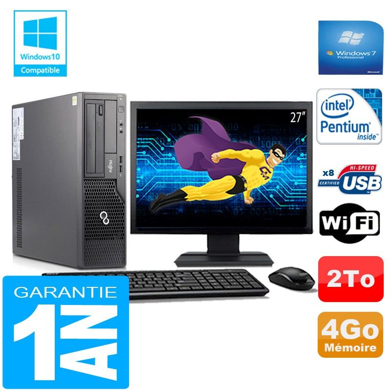 Fujitsu Esprimo E500 E85+ SFF Desktop PC - Intel G640, 4GB RAM, 2TB HDD, WiFi, Windows 7 Pro
