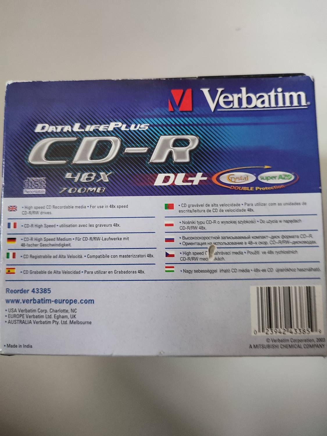 Verbatim DataLifePlus CD-R - 25 Pack - 700MB (80min) 48x Speed