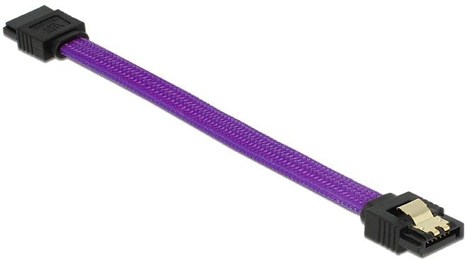 Cable SATA Delock Premium - 10 cm, Bloqueado, Púrpura
