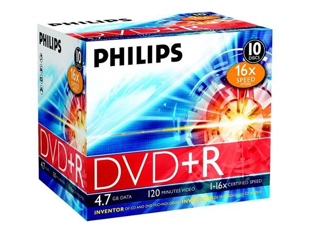 Philips 10x DVD+R - 4.7GB (120min) 16x Burner