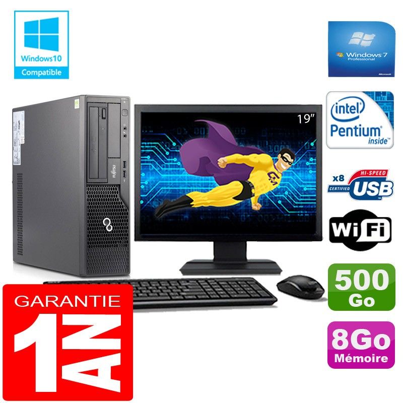 Fujitsu Esprimo E500 E85+ SFF Desktop - 8GB RAM, 500GB HDD, Intel G640, WiFi, Windows 7 Pro