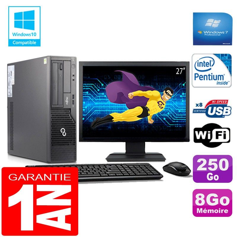 Fujitsu Esprimo E500 E85+ SFF Computer - 8GB RAM, 250GB HDD, Intel G640, WiFi, Windows 7 Pro