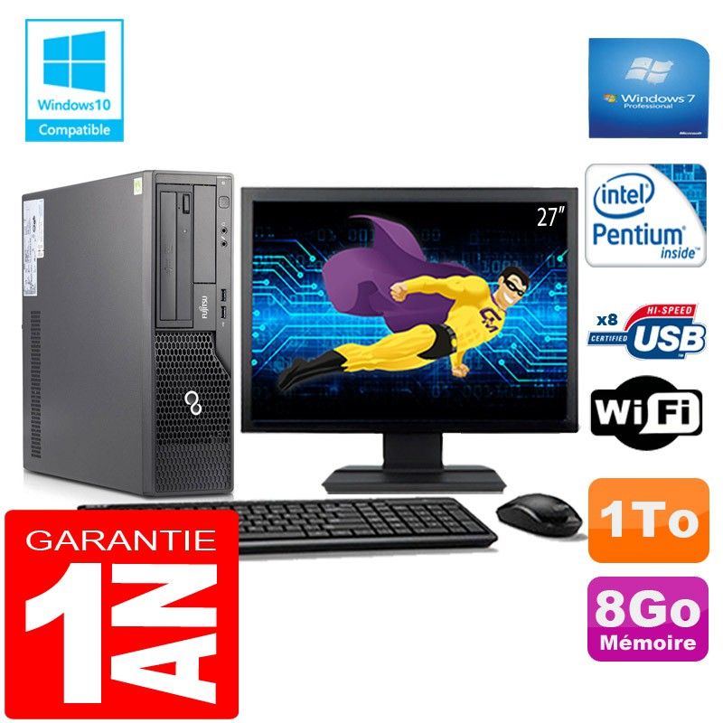 Fujitsu Esprimo E500 E85+ SFF Desktop Computer - Intel G640, 8GB RAM, 1TB HDD, WiFi, Windows 7 Pro