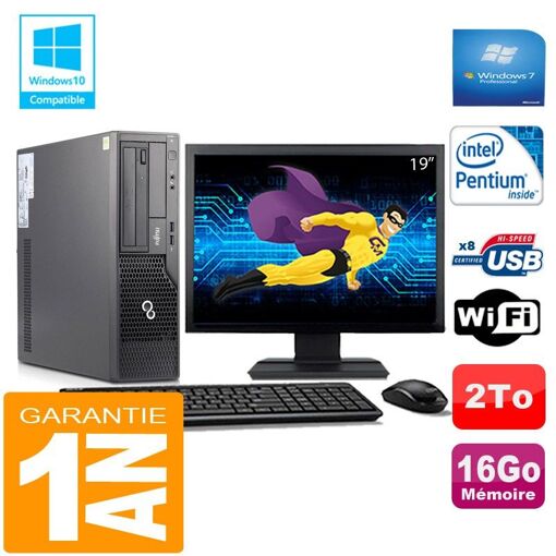 Computadora de escritorio Fujitsu Esprimo E500 E85+ SFF - Procesador Intel G640, 16GB de RAM, 2TB HDD, WiFi, Windows 7 Pro