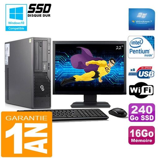 PC de sobremesa Fujitsu Esprimo E500 E85+ SFF - 16GB de RAM, 240GB SSD, Intel G640, Windows 7 Pro