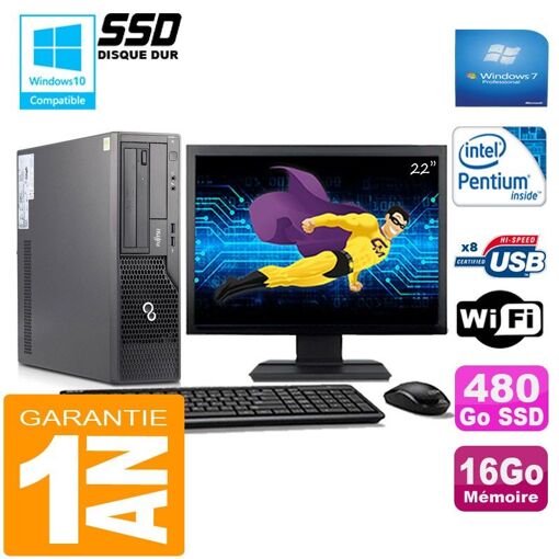 Fujitsu Esprimo E500 E85+ SFF Computer - 16GB RAM, 480GB SSD, Intel G640 2.8GHz, Windows 7 Pro