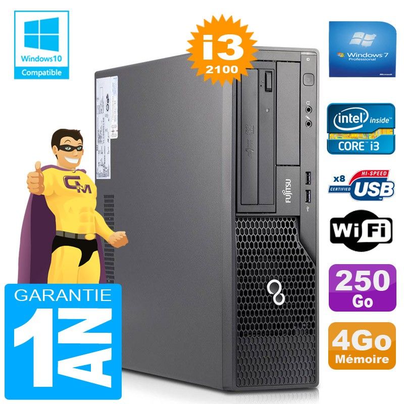 Fujitsu Esprimo E500 E85+ SFF Core i3-2100 4GB RAM 250GB HDD WiFi Windows 7