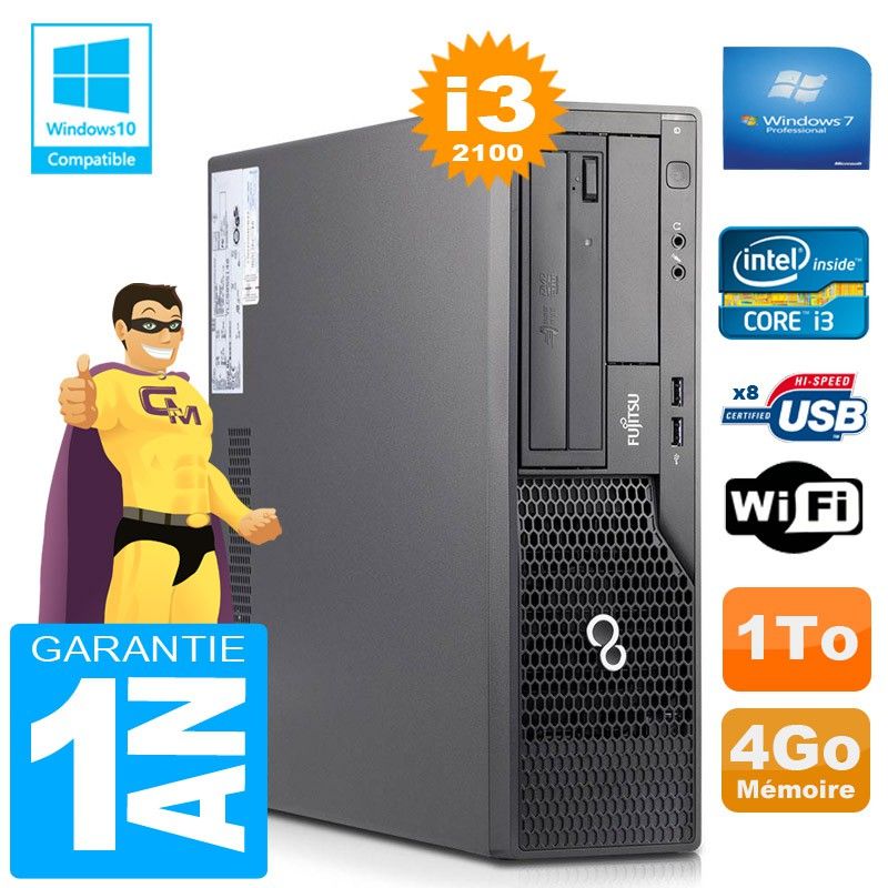 Fujitsu Esprimo E500 E85+ SFF Core i3-2100 4GB RAM 1TB WiFi Windows 7 Small Form Factor PC