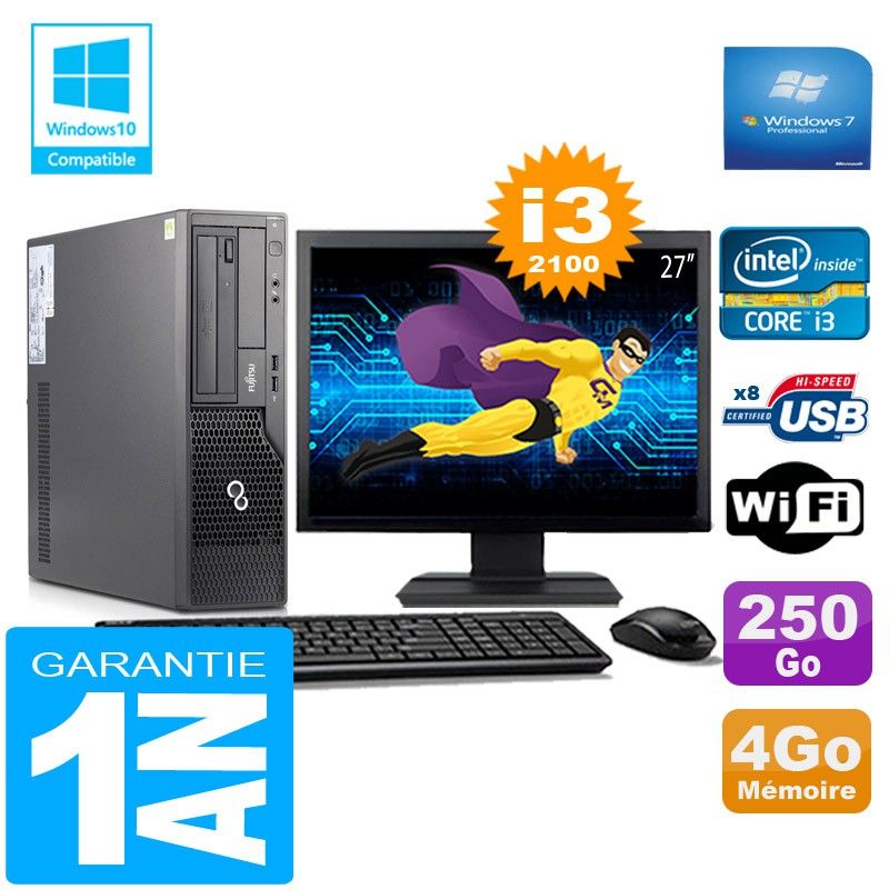 Fujitsu Esprimo E500 E85+ SFF Desktop - i3-2100, 4GB RAM, 250GB HDD, WiFi, Windows 7 Pro
