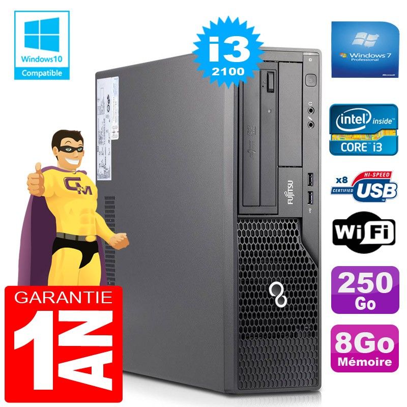 Fujitsu Esprimo E500 E85+ SFF Core i3-2100 8GB RAM 250GB SSD WiFi Windows 7