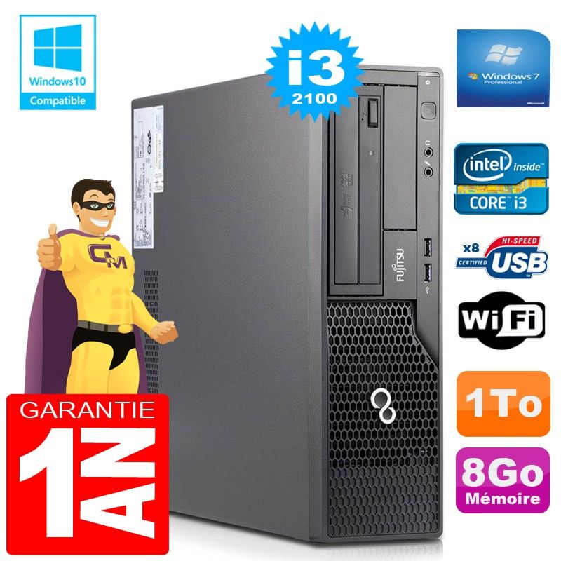 Fujitsu Esprimo E500 E85+ SFF Core i3-2100 8GB RAM 1TB HDD Wifi W7