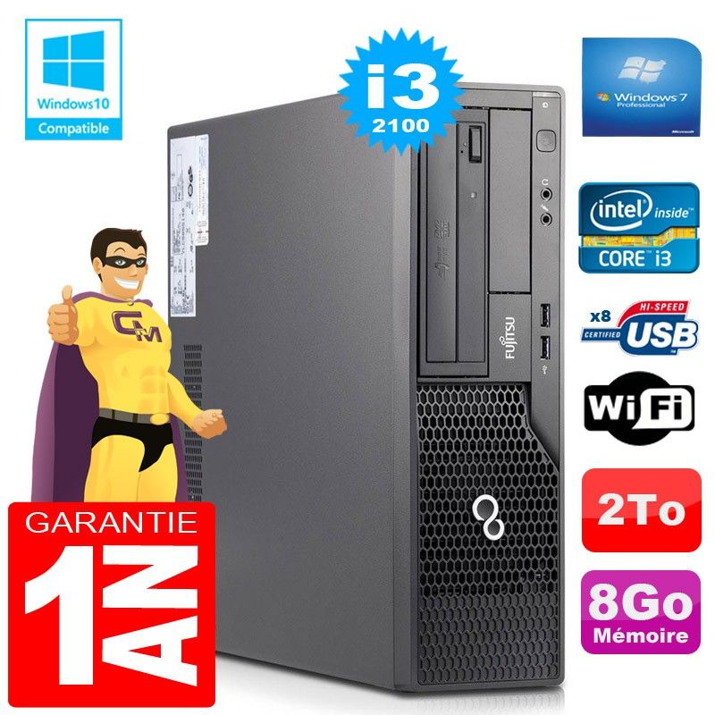 Fujitsu Esprimo E500 E85+ SFF Core i3-2100 8GB RAM 2TB HDD WiFi Windows 7