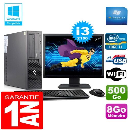 Ordenador de escritorio Fujitsu Esprimo E500 E85+ (Pequeño Formato) - Procesador Intel Core i3-2100, 8GB de RAM, disco duro de 500GB, WiFi, Windows 7 Profesional
