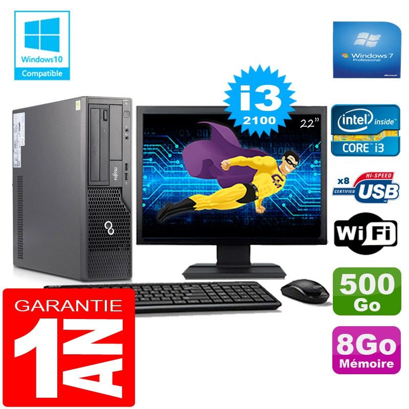 Fujitsu Esprimo E500 E85+ SFF Desktop - Intel Core i3-2100, 8GB RAM, 500GB HDD, WiFi, Windows 7 Pro