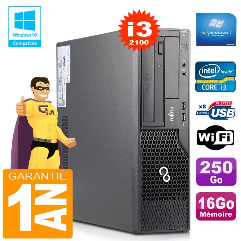 Fujitsu Esprimo E500 E85+ SFF Core i3-2100 16GB RAM 250GB HDD WiFi Windows 7