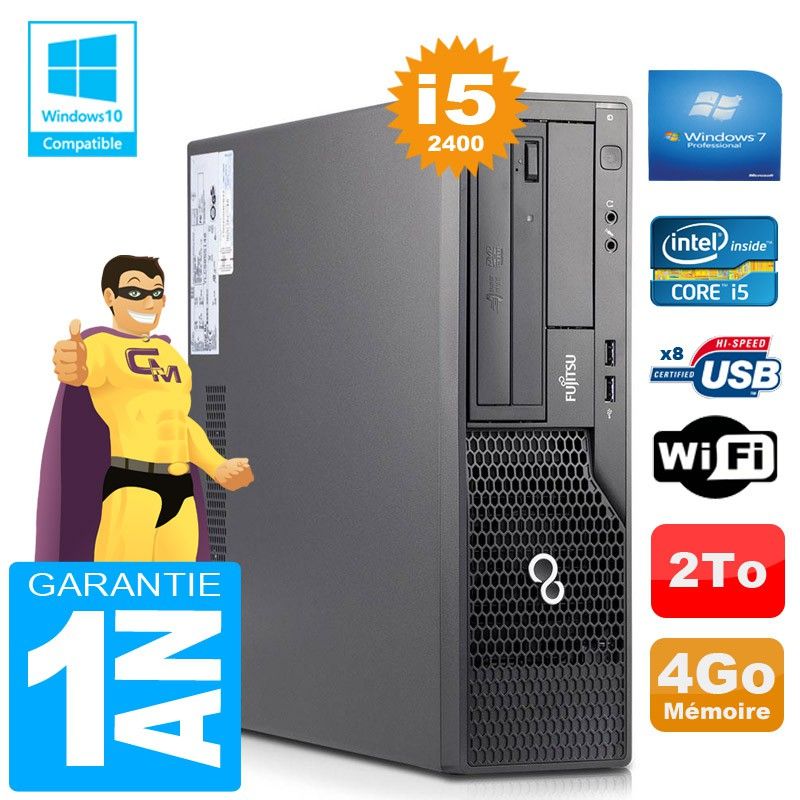 Fujitsu Esprimo E500 E85+ SFF Core i5-2400 4GB RAM 2TB HDD WiFi Windows 7 PC