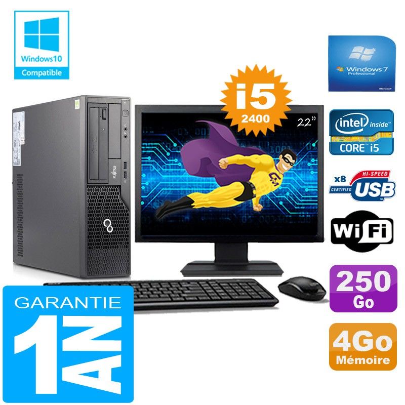 Fujitsu Esprimo E500 E85+ SFF PC - Intel Core i5-2400, 4GB RAM, 250GB HDD, WiFi, Windows 7 Pro