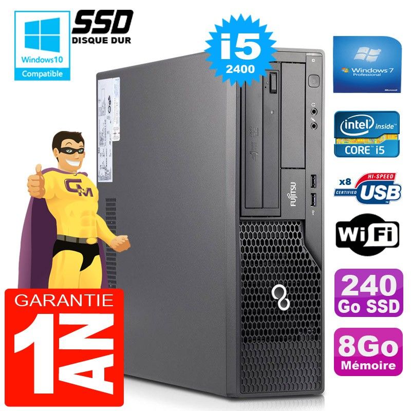 Fujitsu Esprimo E500 E85+ SFF Core i5-2400 8GB RAM 240GB SSD Wifi Windows 7