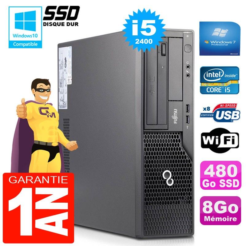Fujitsu Esprimo E500 E85+ SFF Core i5-2400 8GB RAM 480GB SSD Wi-Fi Windows 7