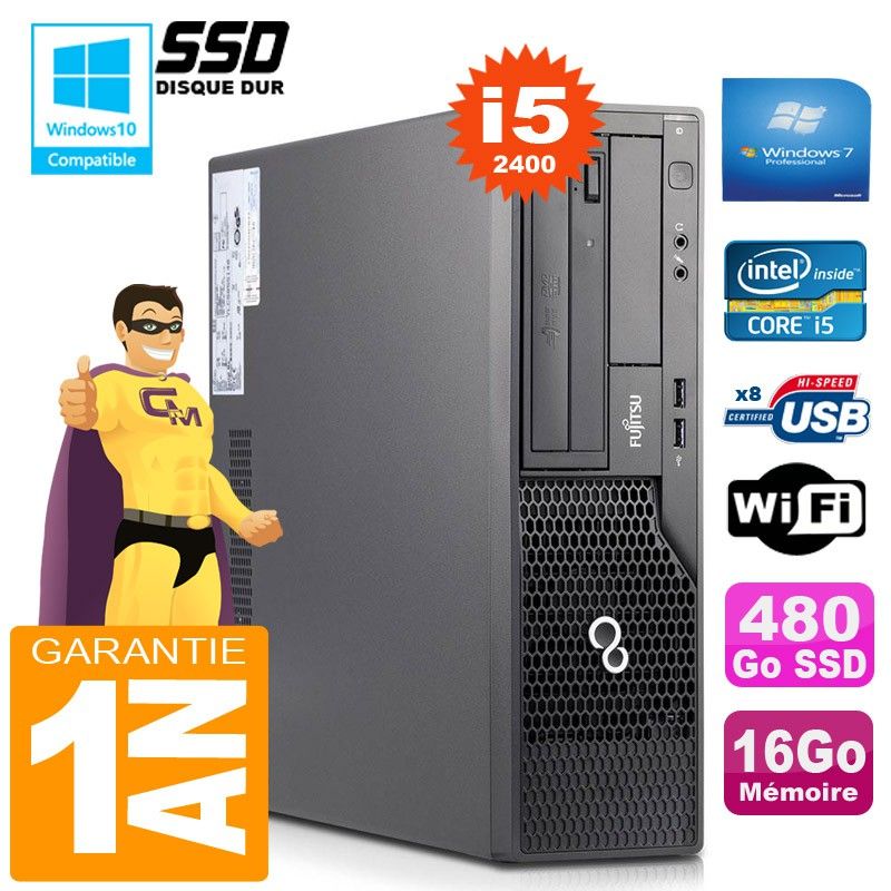 Fujitsu Esprimo E500 E85+ SFF Core i5-2400 16GB RAM 480GB SSD Wifi Windows 7