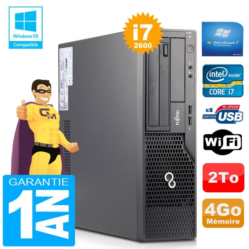 Fujitsu Esprimo E500 E85+ SFF Core i7-2600 4GB RAM 2TB HDD WiFi Windows 7