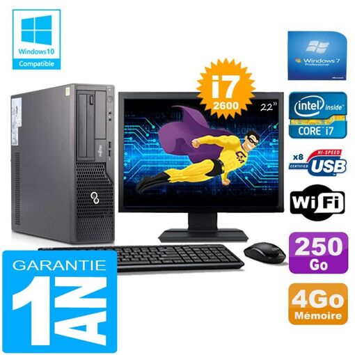 Fujitsu Esprimo E500 E85+ SFF Desktop - Intel Core i7-2600, 4GB RAM, 250GB SSD, WiFi, Windows 7 Pro