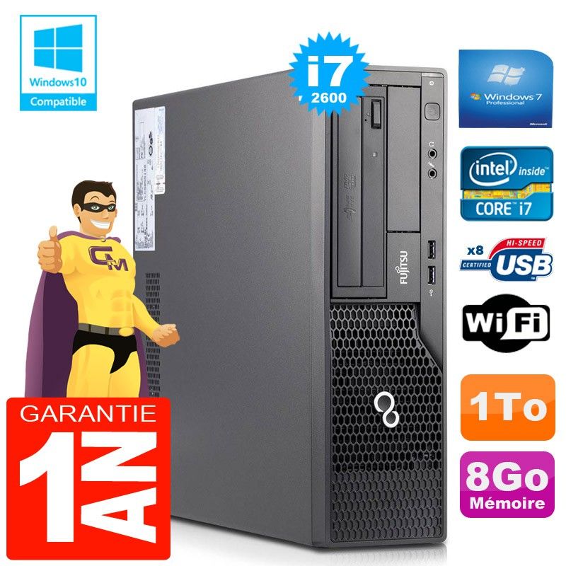 Fujitsu Esprimo E500 E85+ SFF Core i7-2600 8GB RAM 1TB Wifi Windows 7 PC