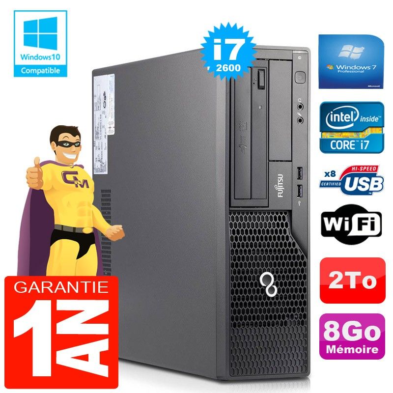 Fujitsu Esprimo E500 E85+ SFF Core i7-2600 8GB RAM 2TB HDD WiFi W7