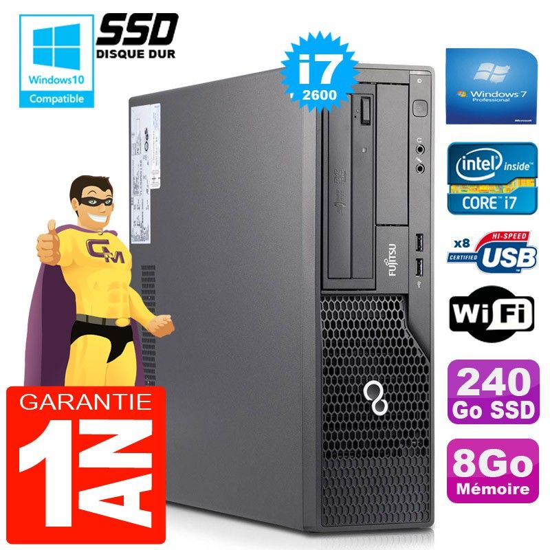 Fujitsu Esprimo E500 E85+ SFF Core i7-2600 8GB RAM 240GB SSD Wifi Windows 7