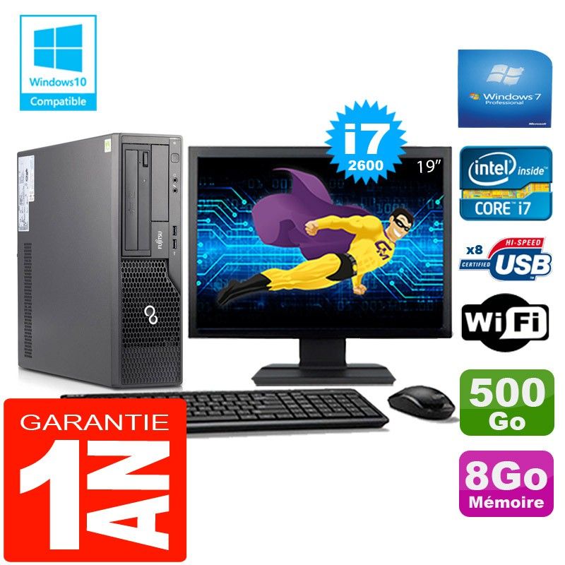 Fujitsu Esprimo E500 E85+ SFF Desktop - Intel Core i7-2600, 8GB RAM, 500GB HDD, WiFi, Windows 7 Pro