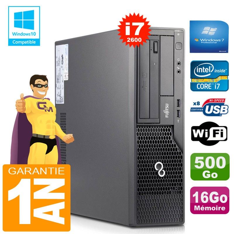 Fujitsu Esprimo E500 E85+ SFF Core i7-2600 16GB RAM 500GB HDD WiFi Windows 7 PC