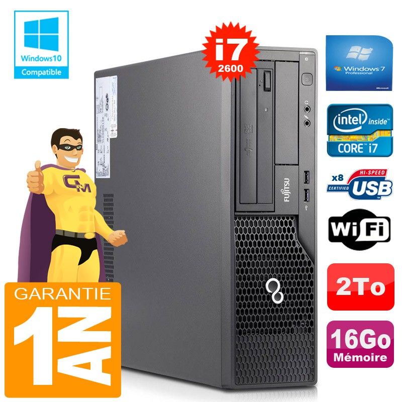 Fujitsu Esprimo E500 E85+ SFF Core i7-2600 16GB RAM 2TB WiFi Windows 7 PC